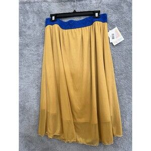 LulaRoe Lola Skirt Size Large Yellow Sheer Floral Layer NWT